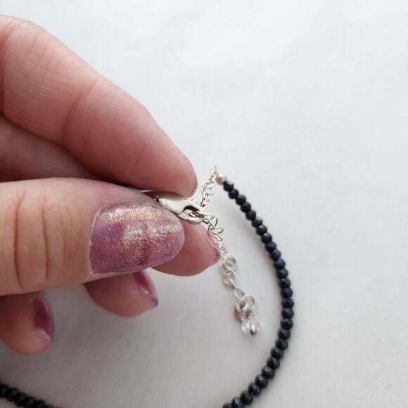 Deb Guyot Sterling Silver Herkimer Diamond Quartz Onyx Choker Necklace 18" - Picture 8 of 12